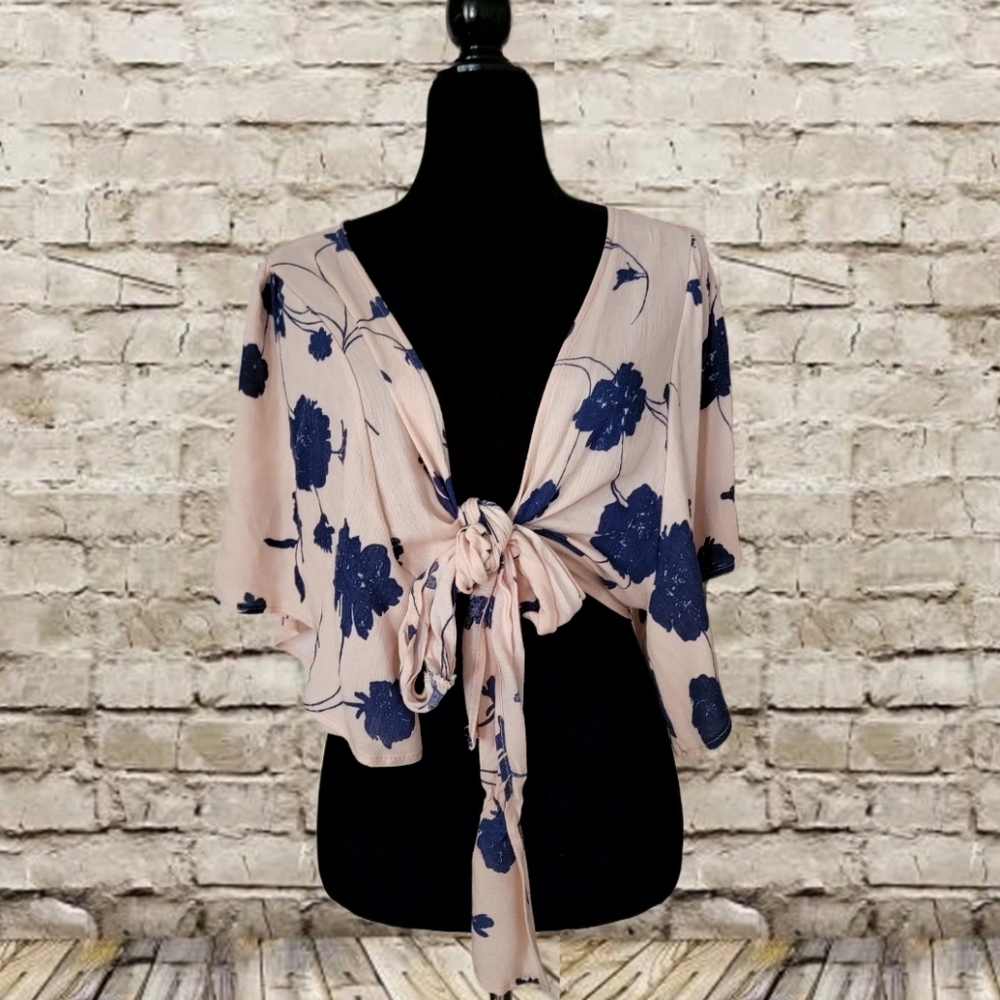 Lazy Sundays Pink Floral Tie Front Blouse